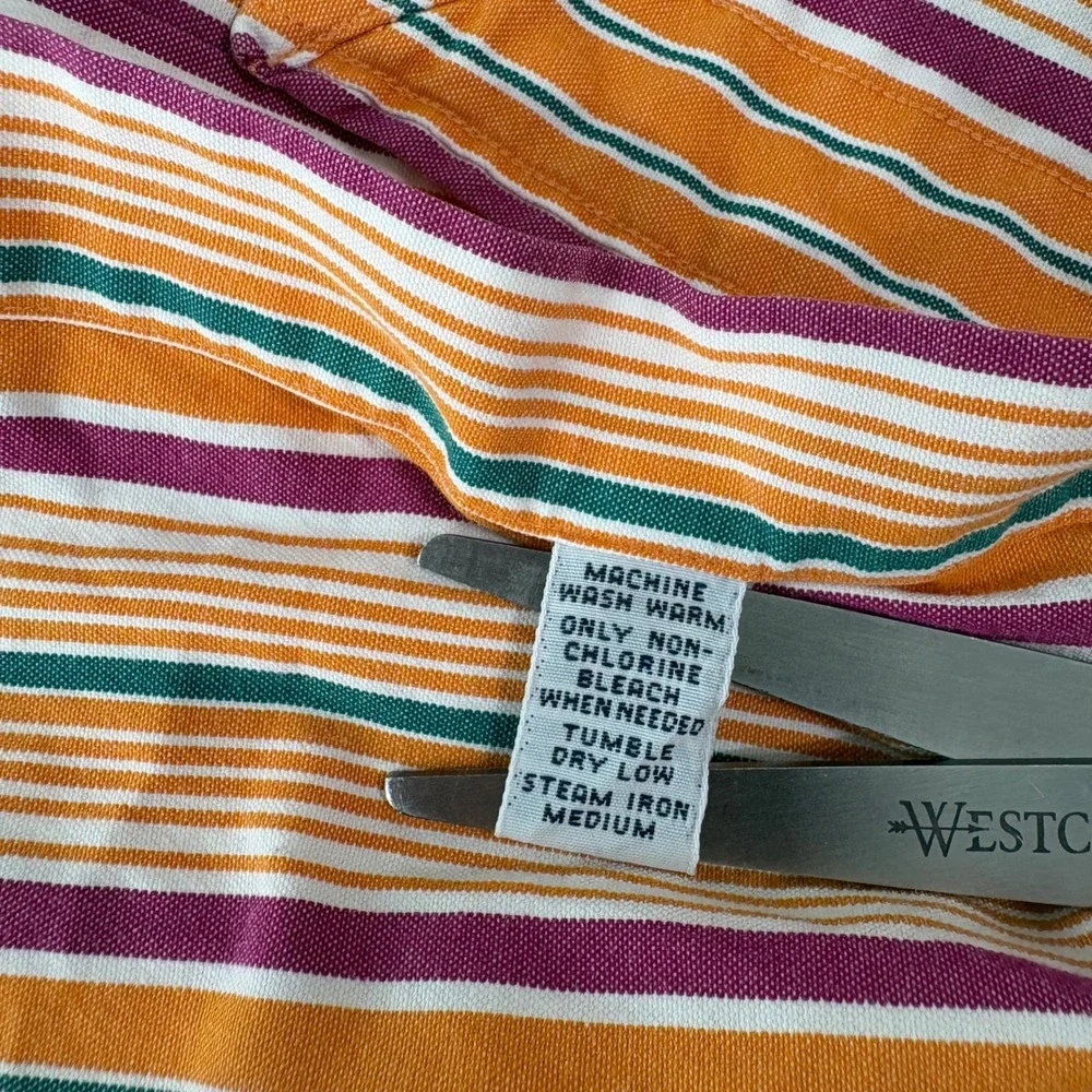 Polo Ralph Lauren Button Down Shirt Mens XL Orange Estate Sport Striped Cotton